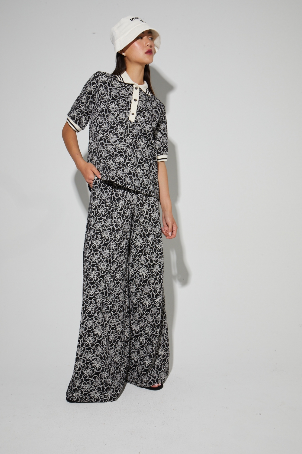 Polo Panama Flower black, fabriqué en Italie