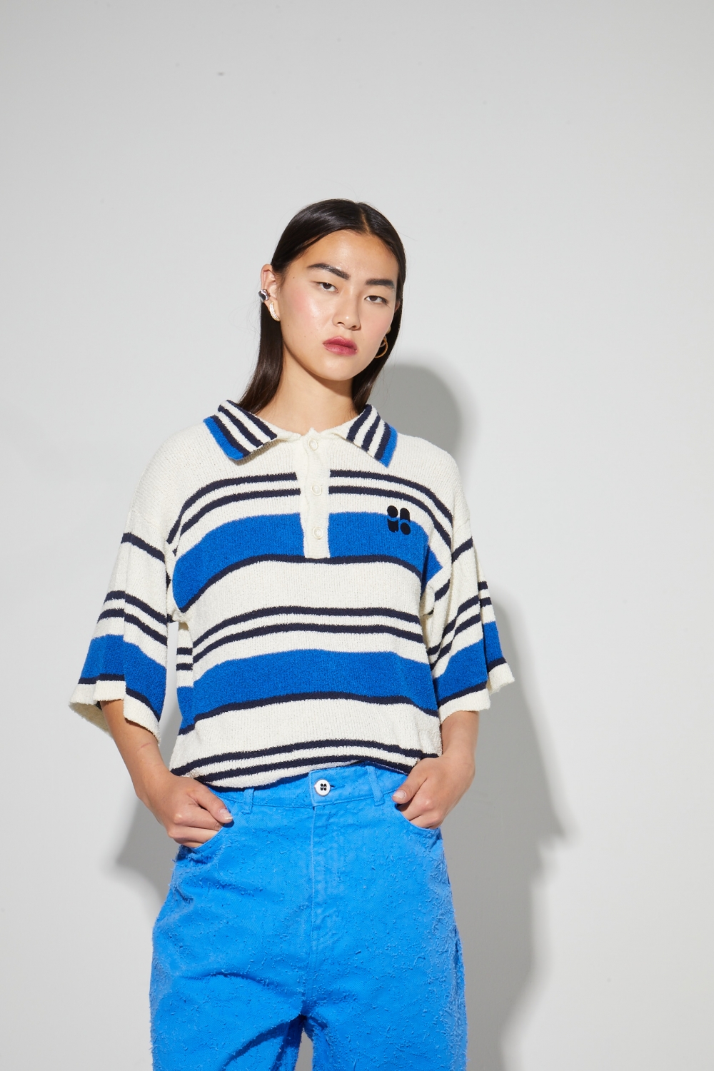 Ralphy Marin polo shirt in cotton terry cloth, made in Italy