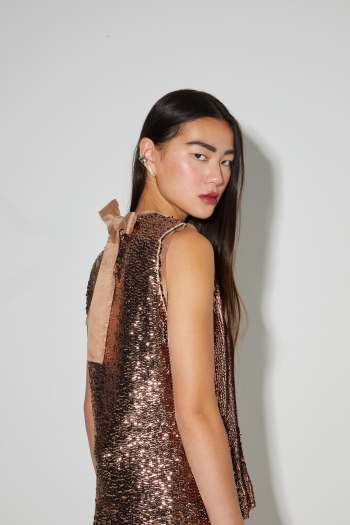 Top Foxy met bronzen pailletten, gemaakt in Italië