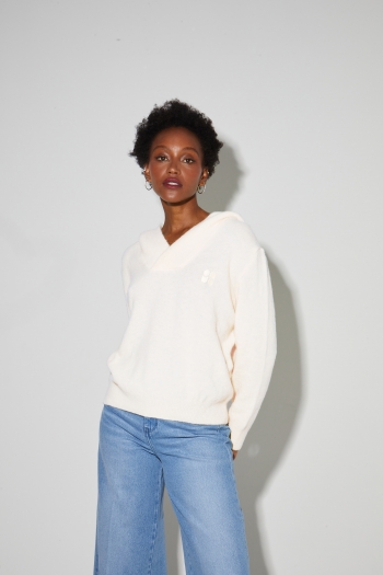 Sweatshirt Nola Alpaga beige fabriqué en Italie