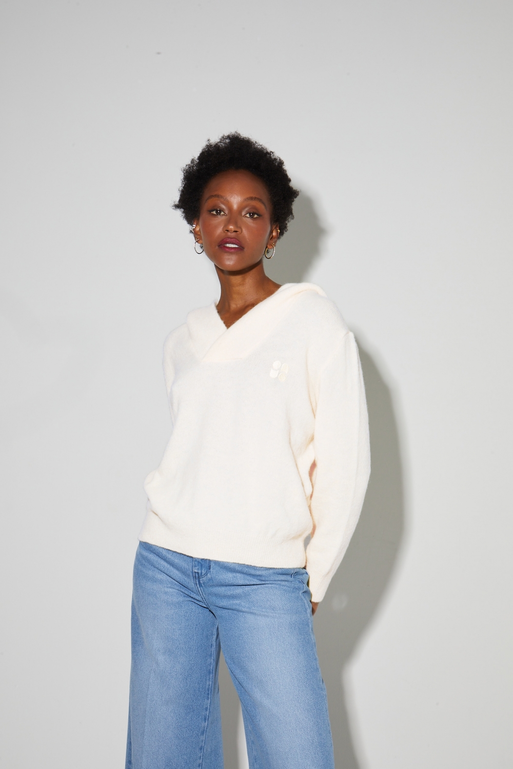 Sweatshirt Nola Alpaga beige fabriqué en Italie