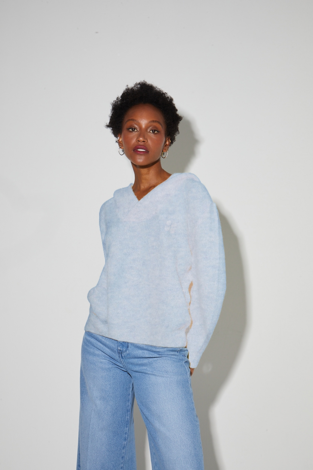 Sweatshirt Nola Alpaga light blue fabriqué en Italie