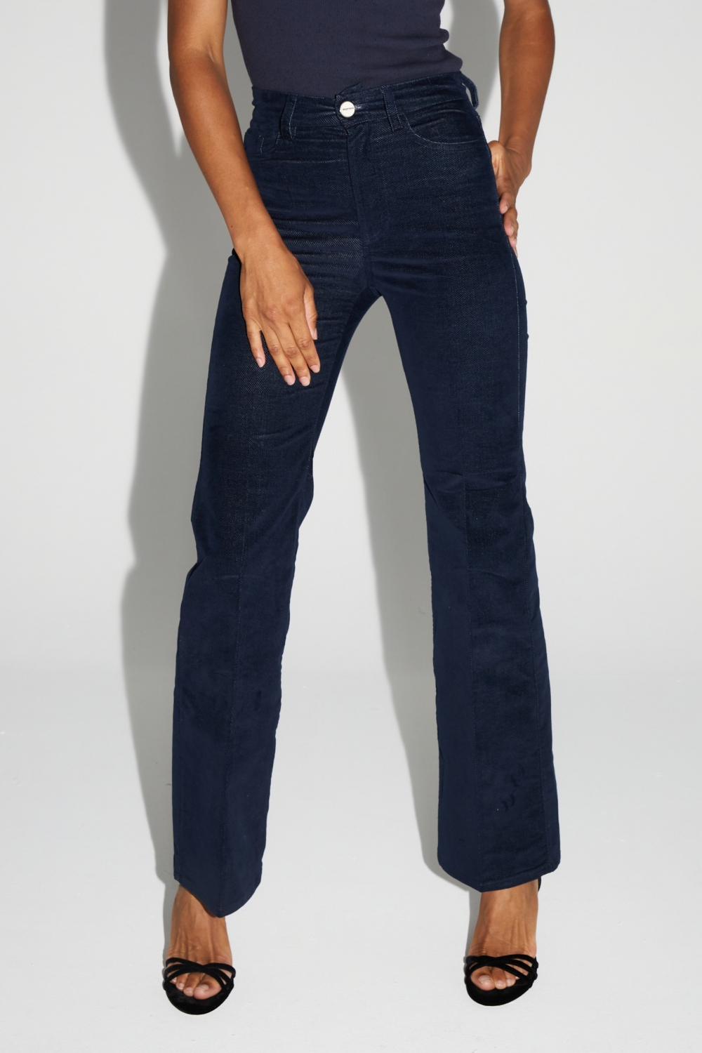 Denim Stevie Flare Velvet Navy fabriqué au Portugal