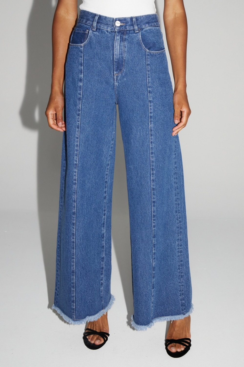 Denim Swiggy Palazzo Medium Blue Fabriqué au Portugal