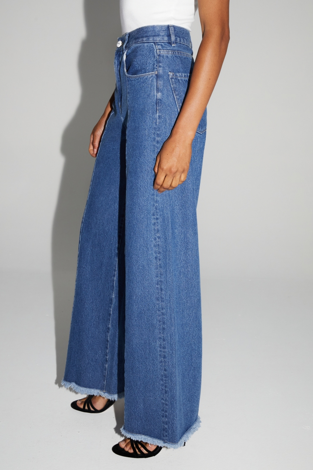 Denim Swiggy Palazzo Medium Blue Fabriqué au Portugal