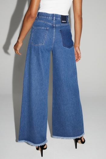 Denim Swiggy Palazzo Medium Blue Fabriqué au Portugal