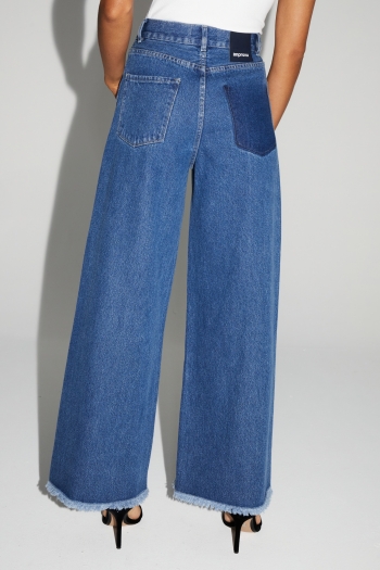 Denim Swiggy Palazzo Medium Blue Fabriqué au Portugal