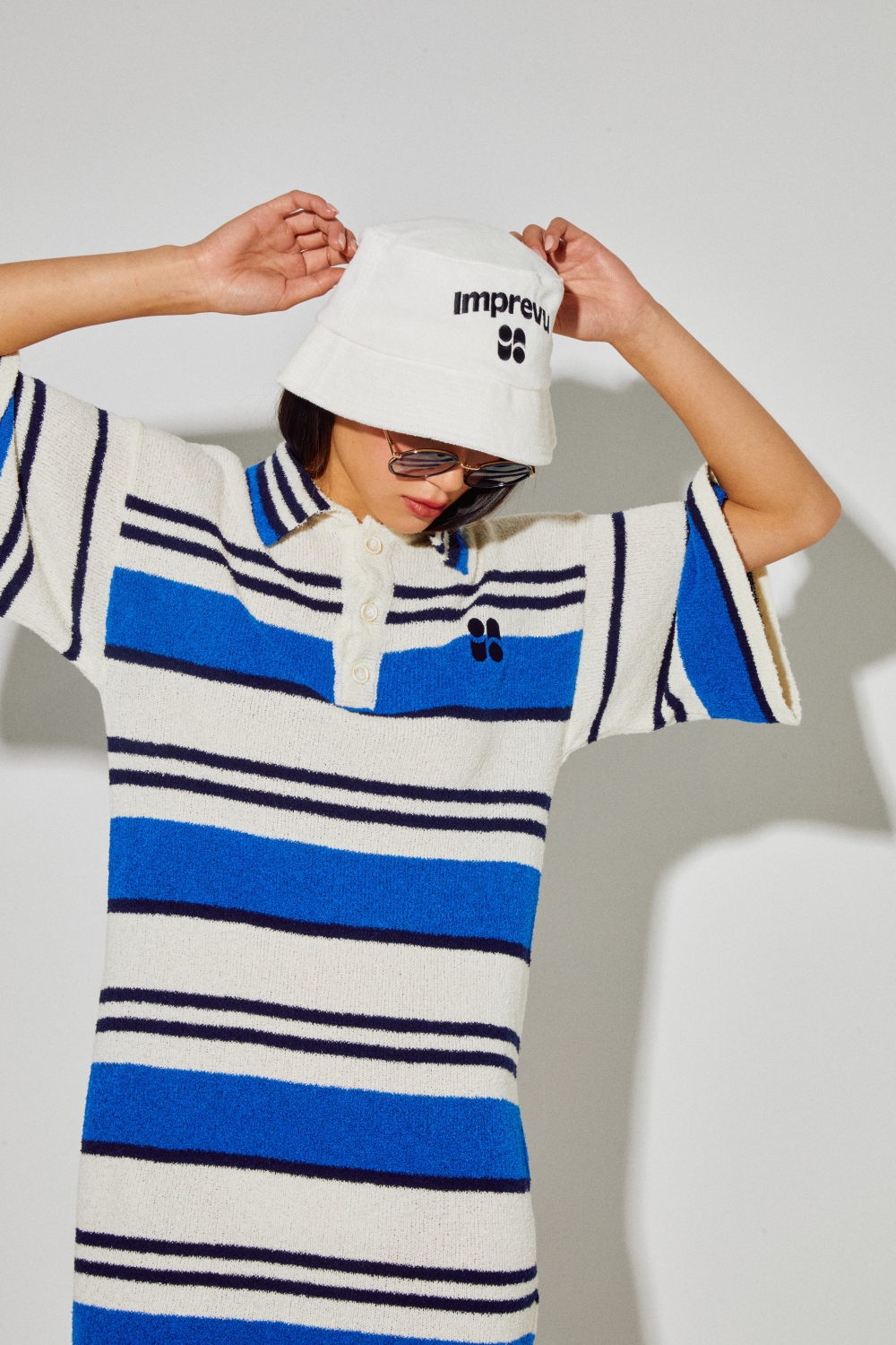 Ricky Blue-poloshirt van katoenen badstof, gebreid in Italië
