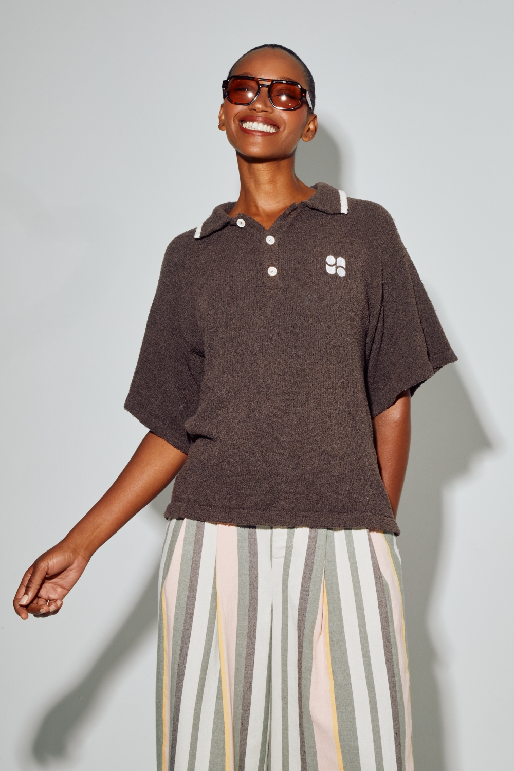 Ralphy Chocolate polo shirt in cotton terry cloth, made in Italy