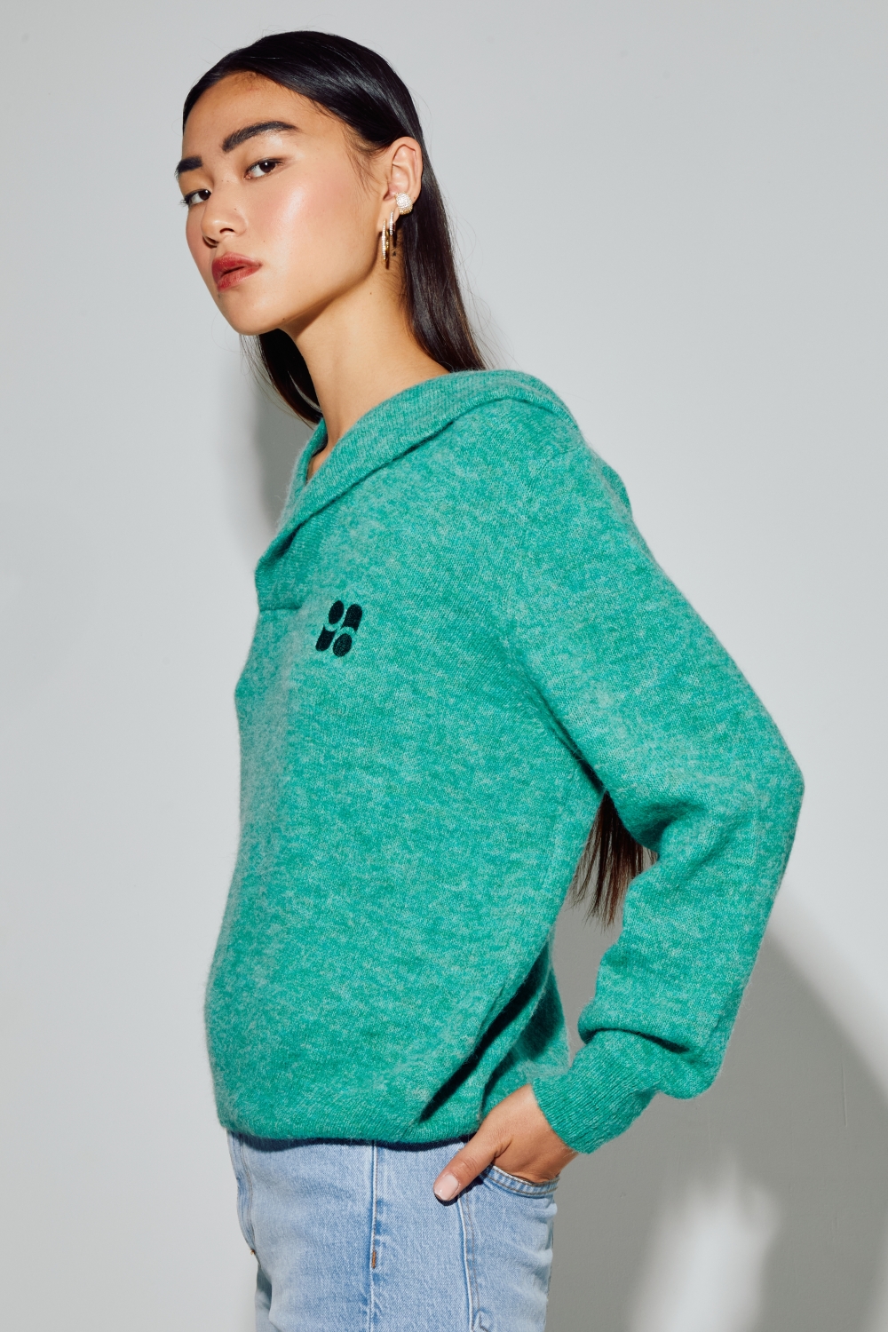 Sweatshirt Nola Alpaga Green fabriqué en Italie