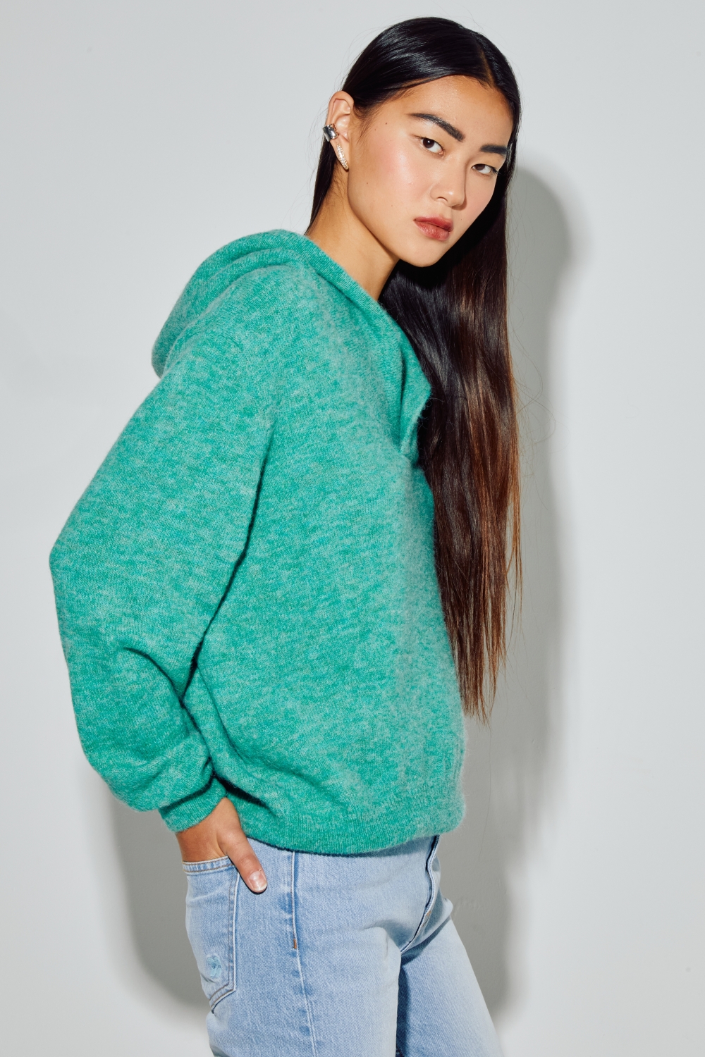 Sweatshirt Nola Alpaga Green fabriqué en Italie
