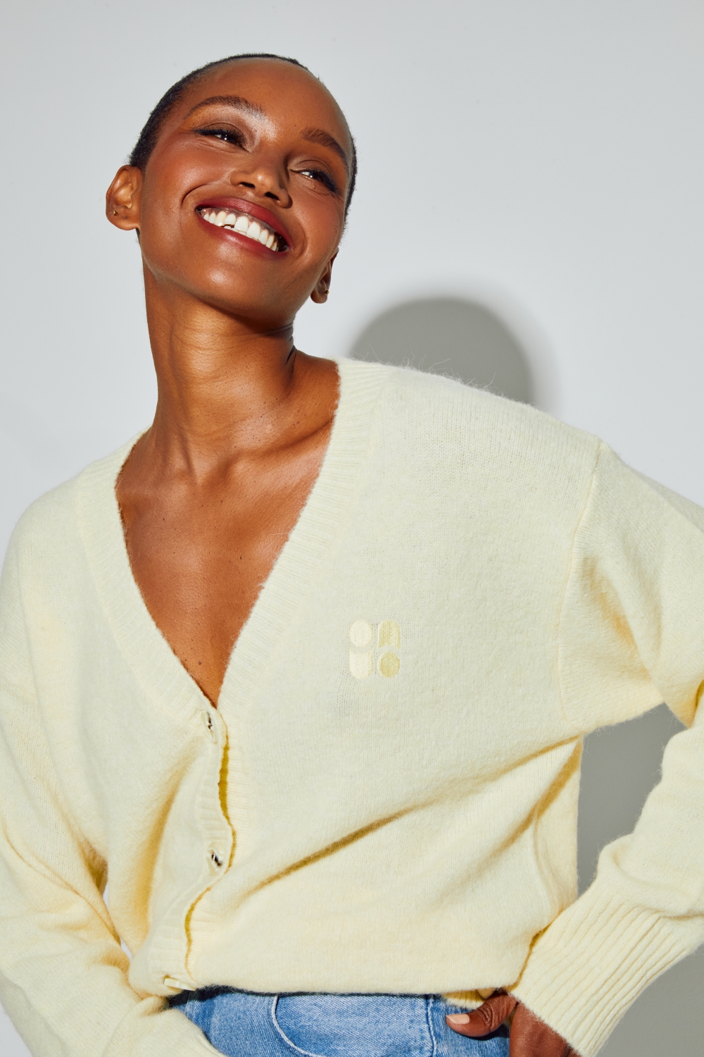 Cardigan Mira Alpaga Yellow fabriqué en Italie