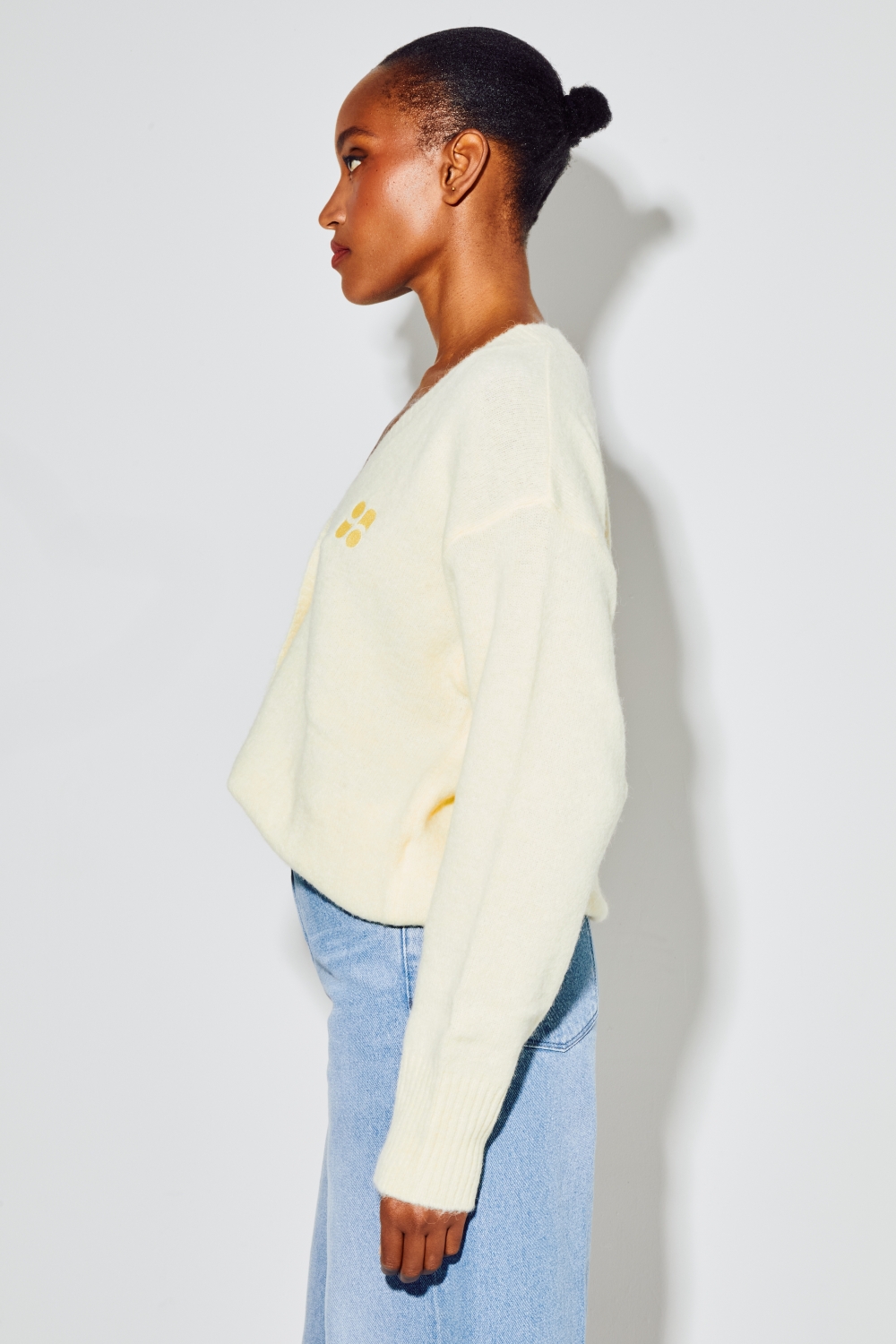 Cardigan Mira Alpaga Yellow fabriqué en Italie