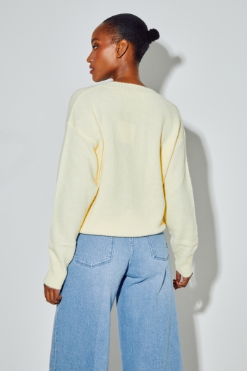 Cardigan Mira Alpaga Yellow fabriqué en Italie