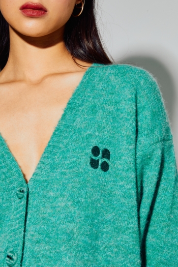 Cardigan Mira Alpaga Green fabriqué avec soin en Italie