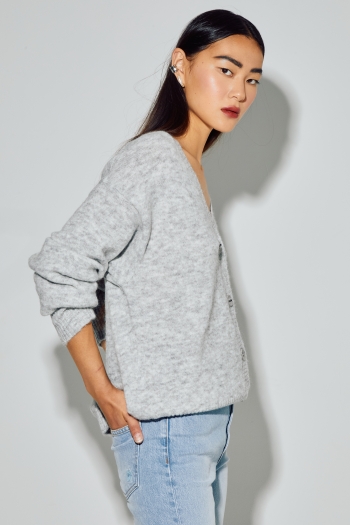 Cardigan Mira Alpaga Grey fabriqué en Italie
