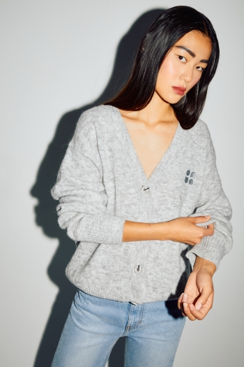 Cardigan Mira Alpaga Grey fabriqué en Italie