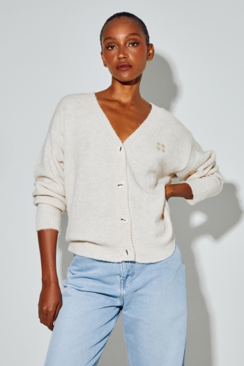 Cardigan Mira Alpaga Beige fabriqué en Italie