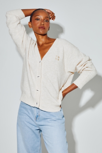 Cardigan Mira Alpaga Beige fabriqué en Italie