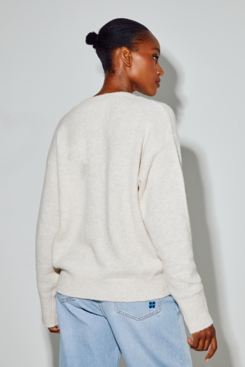 Cardigan Mira Alpaga Beige fabriqué en Italie