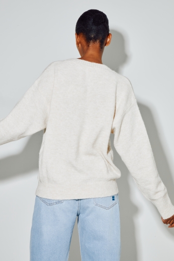 Cardigan Mira Alpaga Beige fabriqué en Italie