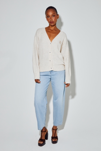 Cardigan Mira Alpaga Beige fabriqué en Italie