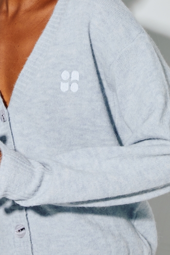 Cardigan Mira Alpaga Light Blue fabriqué en Italie