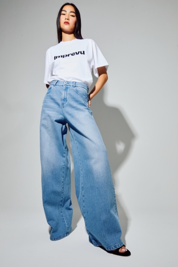 Denim Swiggy Palazzo medium blue, fabriqué au Portugal