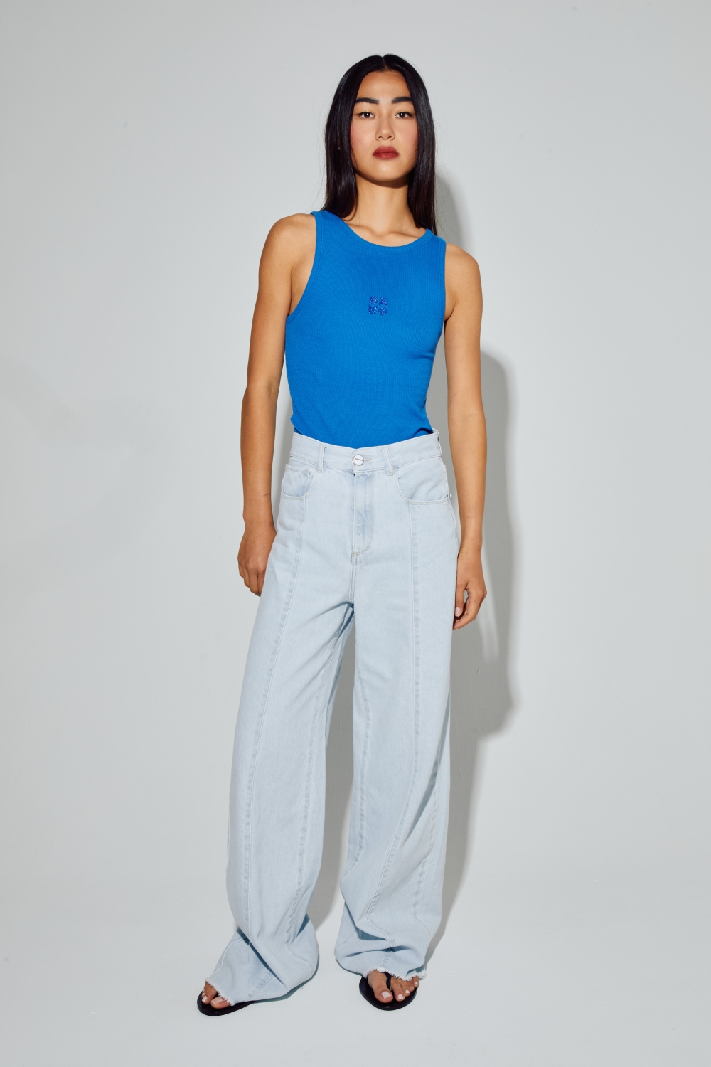 Le Denim Swiggy Palazzo acid blue fabriqué au Portugal