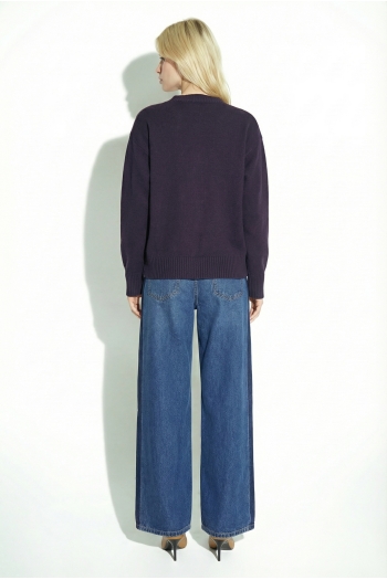 Cardigan Mira basique Navy fabriqué en Italie.
