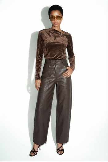 Raya Leather Brown Pants, made in Italy