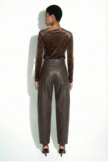 Raya Leather Brown Pants, made in Italy