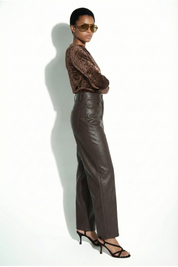 Raya Leather Brown Pants, made in Italy