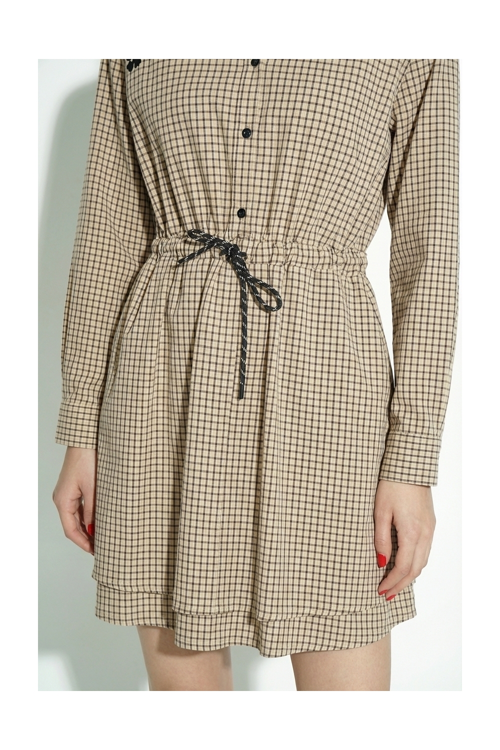 Dress Kris Collège à carreaux beige fabriqué en Italie.