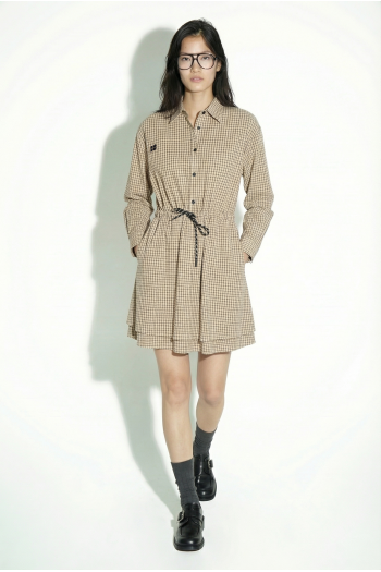Dress Kris Collège à carreaux beige fabriqué en Italie.