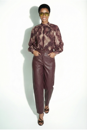 Raya burgundy leather pants made in Italy