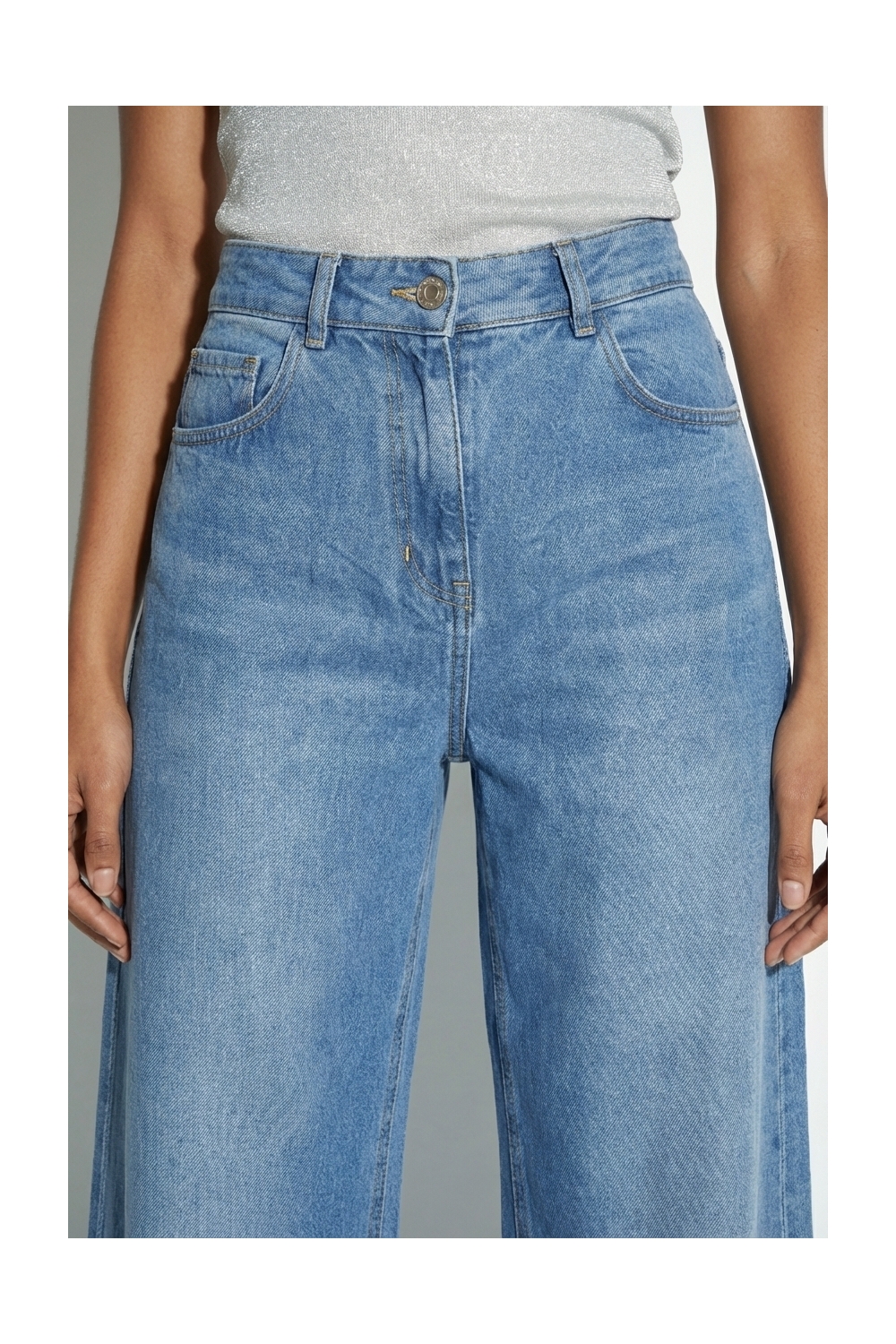 Swiggy Medium Blue Foil Denim, made in Portugal