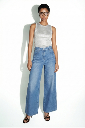 Swiggy Medium Blue Foil Denim, made in Portugal