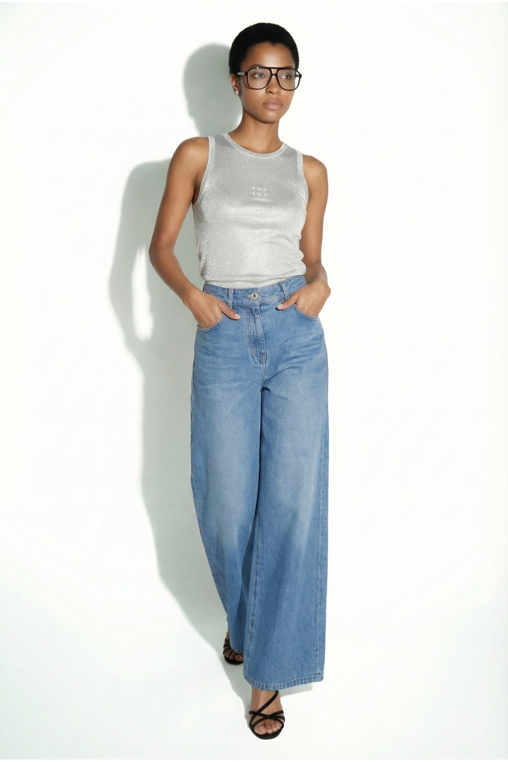 Swiggy Medium Blue Foil Denim, made in Portugal