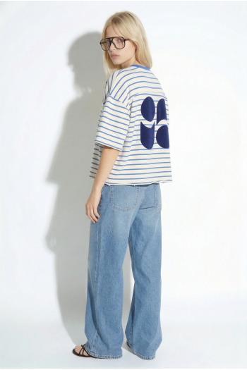 Blue striped Tao T-shirt, made in Portugal