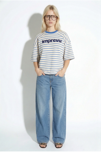 Tshirt Tao marinière bleue, fabriqué au Portugal