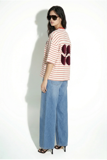 Red striped Tao T-shirt, made in Portugal