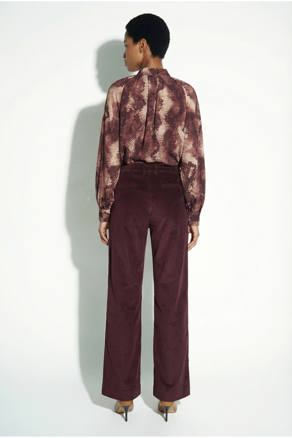 Anja Tuxedo Pants in Chocolate Velvet, Made in Italy