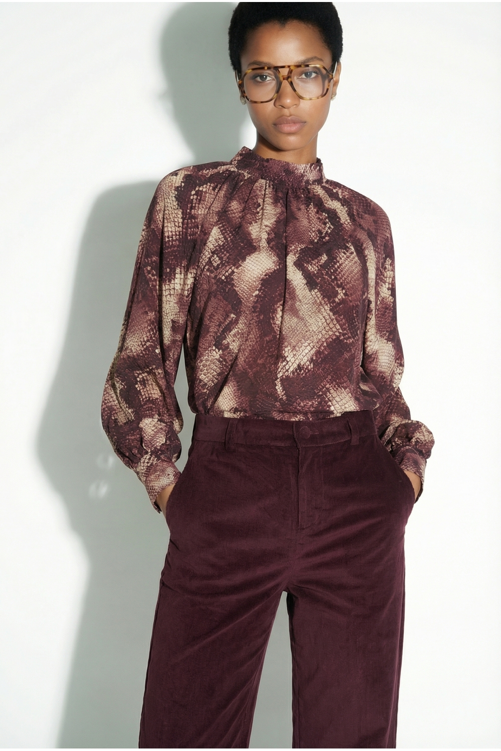 Anja Tuxedo Pants in Chocolate Velvet, Made in Italy