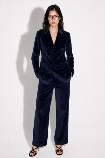 Blazer Yves smoking velour Navy fabriqué en Italie