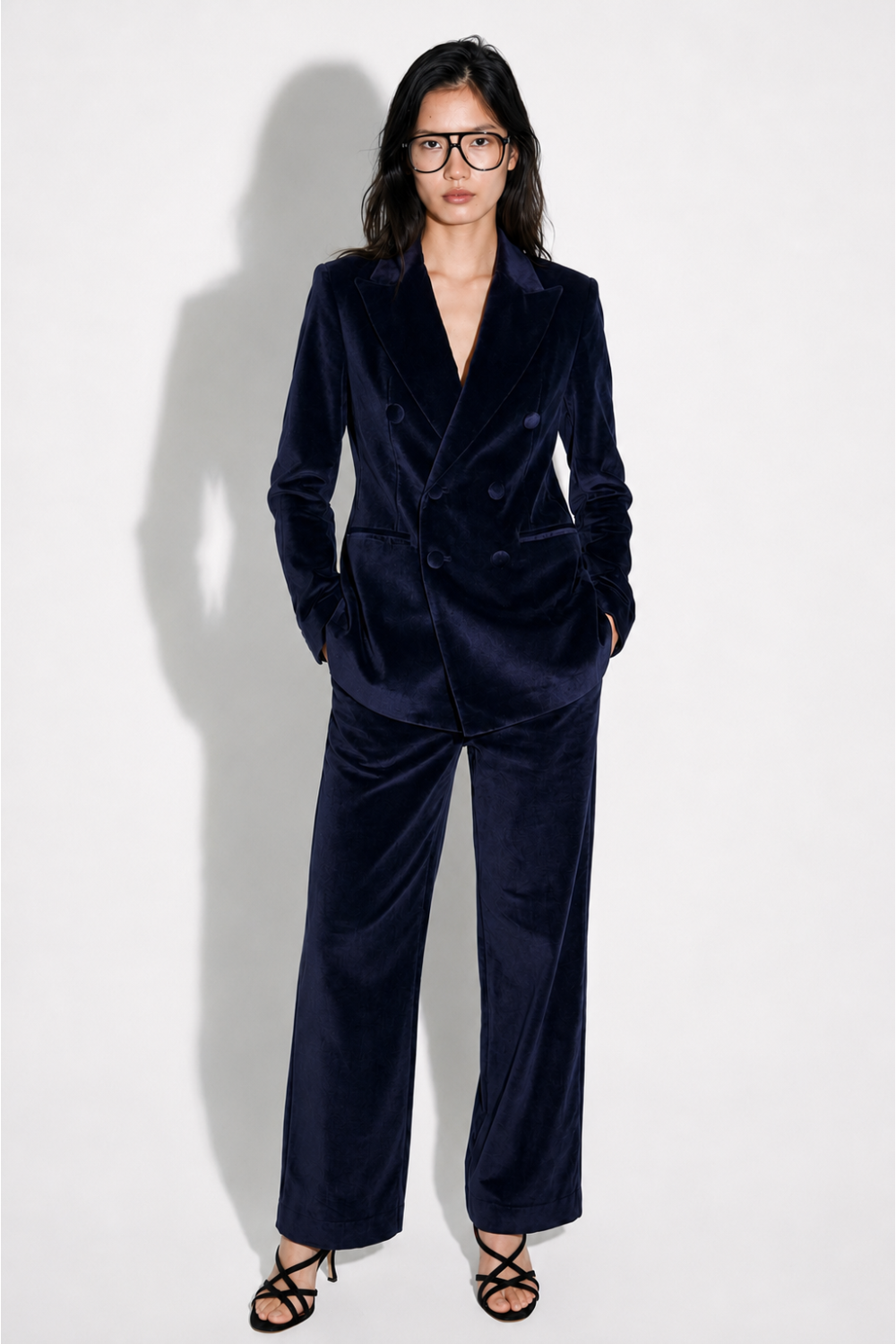 Blazer Yves smoking velour Navy fabriqué en Italie