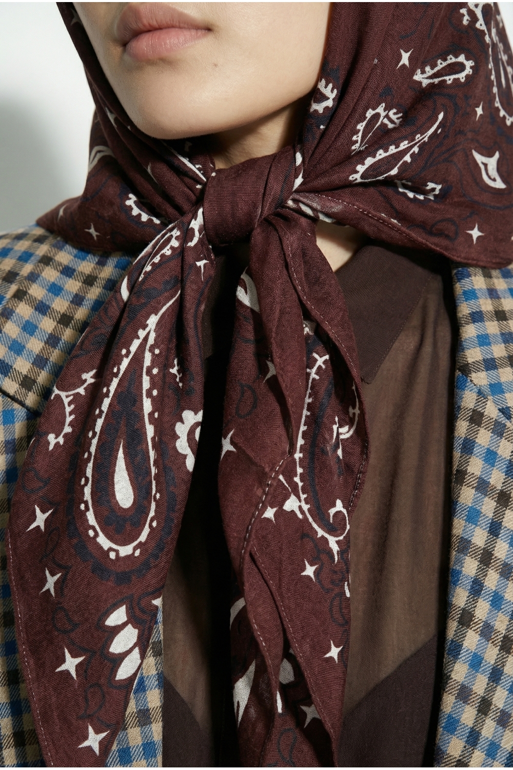 Foulard Hera print chocolat fabriqué en Italie