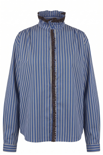 Chemise Malia à rayures broderie velour royal fabriqué en Italie