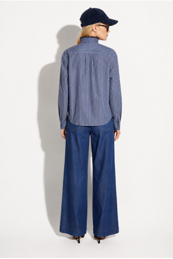 Chemise Malia à rayures broderie velour royal fabriqué en Italie