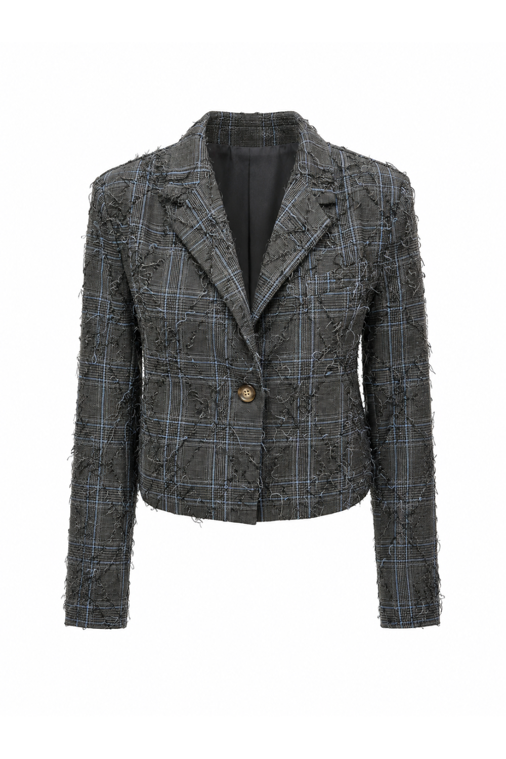 Oda-blazer met ruitmotief, grijs, tweedehands, gemaakt in Italië